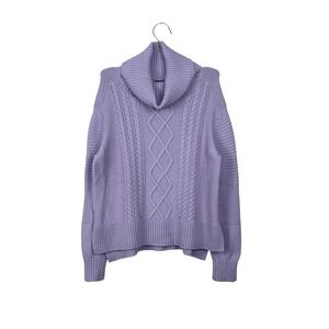 Kit and Ace Merino Wool Cable Knit Sweater Medium Lavender Purple Cowlneck